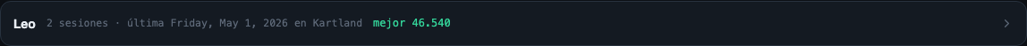 Fila de un piloto colapsada, mostrando tendencia y badge de objetivos