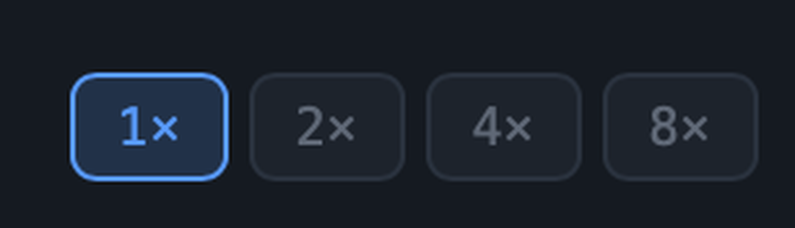 Zoom selector with the 1×, 2×, 4× and 8× options