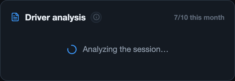 Generate analysis button replaced by a spinner and the text 'Analyzing the session…' while the AI is called