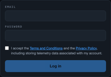 ApexCoach login screen with email and password fields
